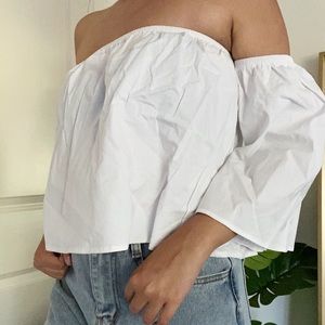 Off the shoulder white top